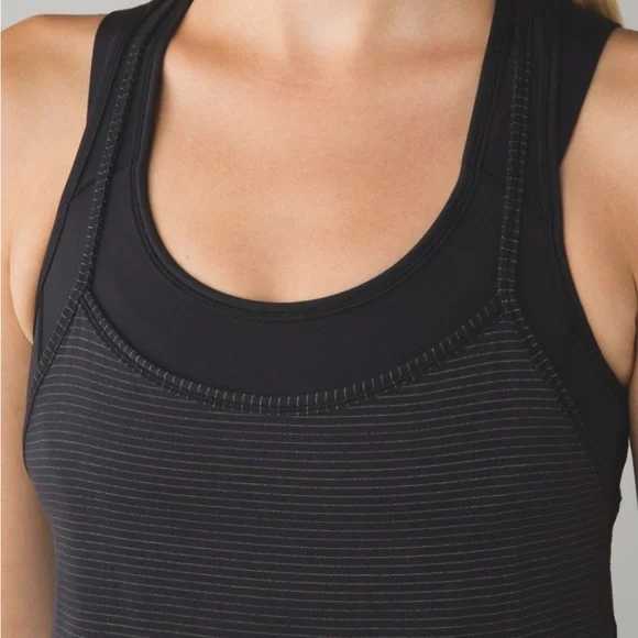 **SOLD***Lululemon Black Tough It Out Tank Sz 10 w/Attached Sports Bra - Picture 3 of 16